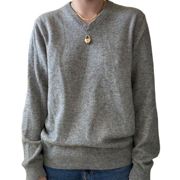 Club Room Mens Light Gray 100% Cashmere Soft V Neck Preppy Sweater Sz L - Picture 8 of 8